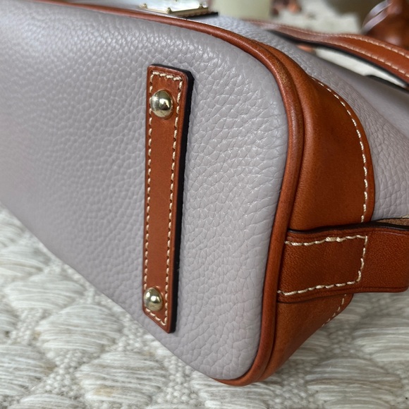 Dooney & Bourke Gray Lavender Pebble Grain Leather Zip Top Handle Satchel Bag - Picture 8 of 16